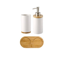 Load image into Gallery viewer, Ceramic Bamboo Bathroom Accessories Set I Toothbrush Holder I SPAFAIR