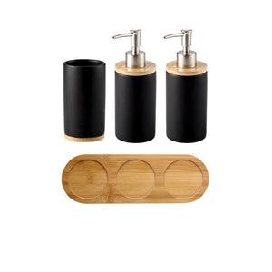 Ceramic Bamboo Bathroom Accessories Set I Toothbrush Holder I SPAFAIR