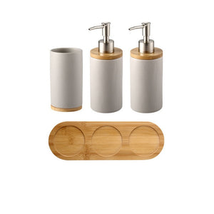 Ceramic Bamboo Bathroom Accessories Set I Toothbrush Holder I SPAFAIR